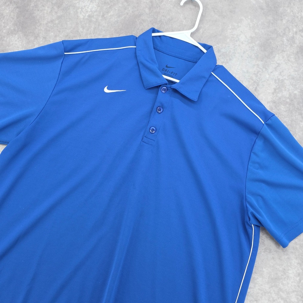 Nike Golf Polo Shirt Mens XL Royal Blue Short Sleeve Dri-Fit Performance Swoosh
